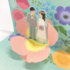 Sanrio WD114-2 SANRIO 831832 Message Card, Wedding Gift, Wedding Card, Flower and Bride and Groom, Greeting Card, International Shipping Available,