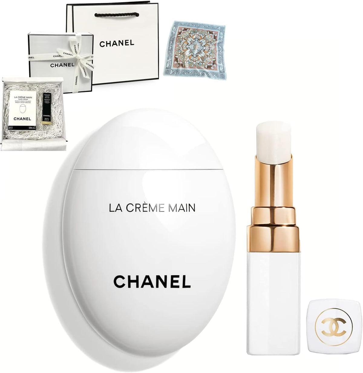 CHANEL La Creme Man Rouge Coco Baume Hand Cream Lip Balm Set, Lip Care, Cosmetics, Moisturizing, Assortment (No Name)