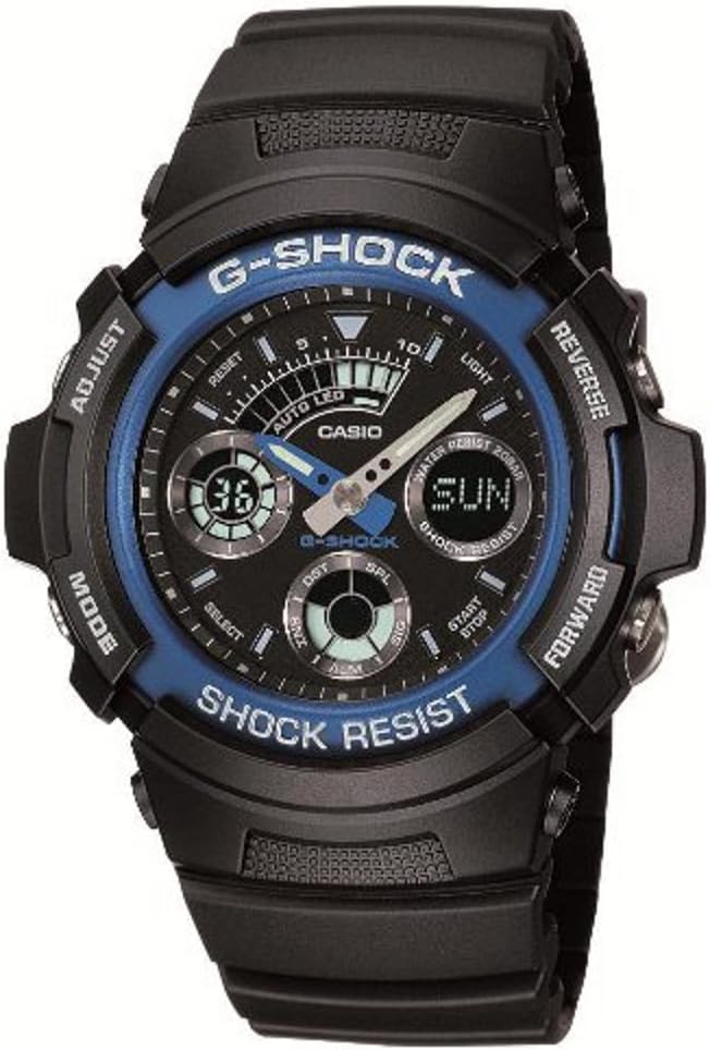 CASIO G-SHOCK Anadigiti Combination Model AW-591-2A Blue Metal Bezel Men's Watch Reverse Import