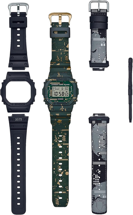 Casio DWE-5600CC-3JR Men's Watch, Carbon Core Guard Construction, Camouflage, green, F