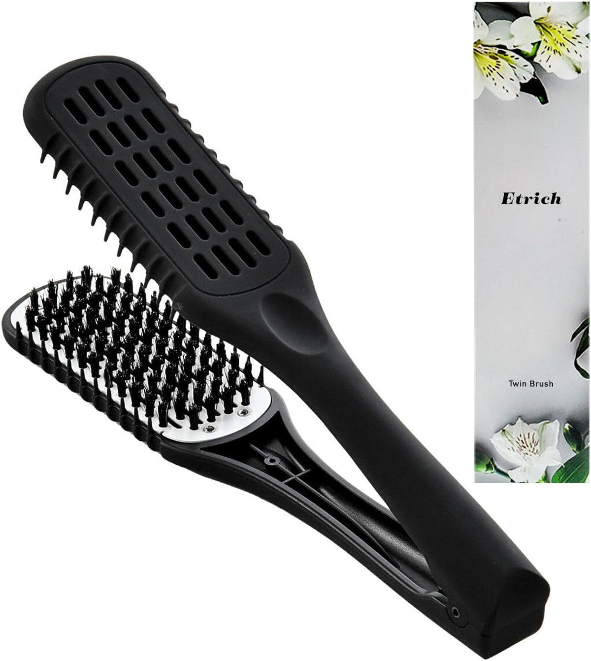 (Recommended by Active Hairdressers) Twin Brush, Straightening Brush (Natural Pig Hair) Hair Brush, Blow Brush, Curly Hair Correction (Includes Storage Belt)