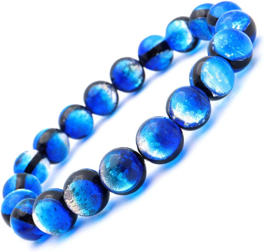 Yonaguni Blue Firefly Glass 10mm Luminous Bracelet, Okinawa Souvenir, Yonaguni Island