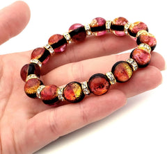 Sparkling Firefly Glass Bracelet, Kerama, Sunset, Orange, Sparkling, Men's, Women's, Okinawa, Souvenir, Power Stone