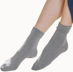 Bedrock Bath Socks, 100% Cotton, Loose Ankle Socks, Unisex, Gray 2602-K-B