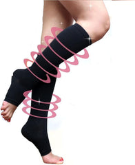 Elastic Stockings for Women, Compression Socks, Socks, Stockings, Compression, Foot Care, Cold Protection, Large Size, Black (26hPa-40hPa)