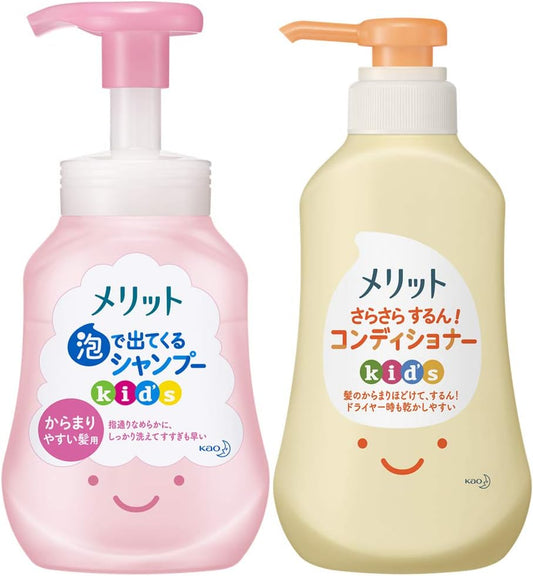 [Japanese Shampoo and Conditioner] Benefits Foaming shampoo for kids' hair that gets tangled easily 300ml + Smooth conditioner kids pump 360ml set