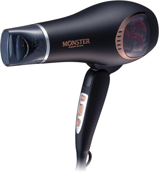 Koizumi KHD-W740/K Monster Hair Dryer, Large Airflow, Quick Drying, Negative Ions, Black