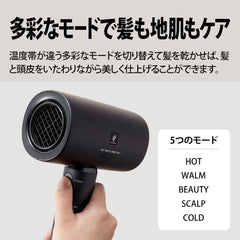 Sharp IB-P801-B Plasmacluster Beauty Dryer, Midnight Black, Quick Drying, Aero Form, Large Airflow, Static Control