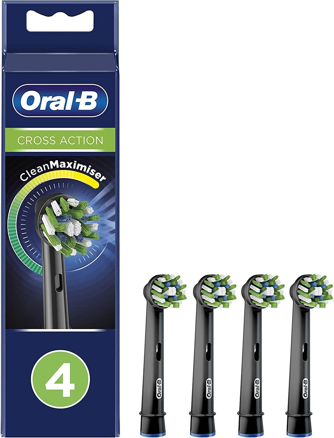 Brown EB50BRBK-4EL Oral B Replacement Brush, Multi Action Brush, CROSS ACTION, 4 pcs, Black