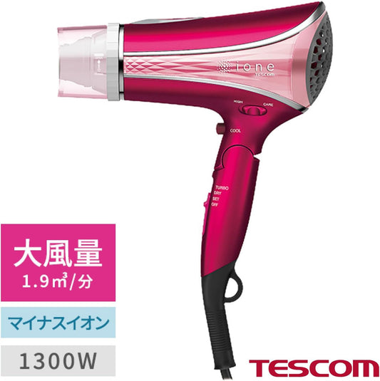 Tescom TID1100B-P Hair Dryer, Negative Ion, Foldable, Easy Plug, Sparkle Pink, Genuine Product