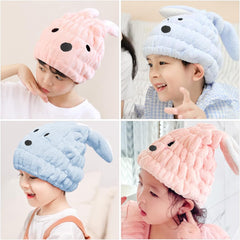 Morices Towel Cap, Hair Dry Towel, For Children, Water Absorbent, Quick Drying, Hair Band, Face Washing, Cute, Swimming, Pool, Bath, Shower Cap, Prevents Colds, Soft, Rabbit Shape (Pink)