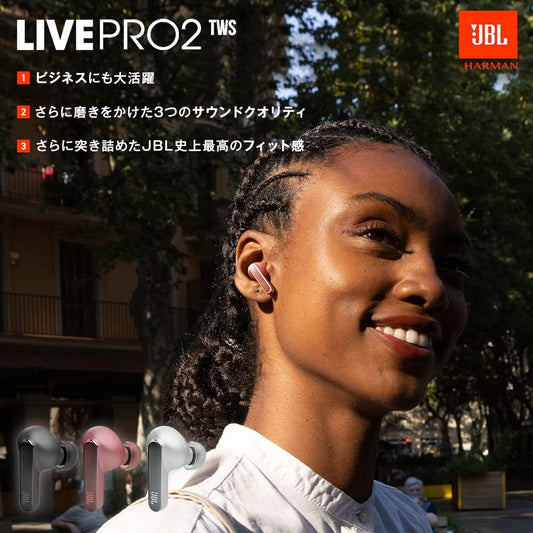 JBL LIVE PRO 2 Fully Wireless Earbuds Hybrid Noise Cancelling Fit IPX5 Multipoint Equalizer Wireless Charging (Black)