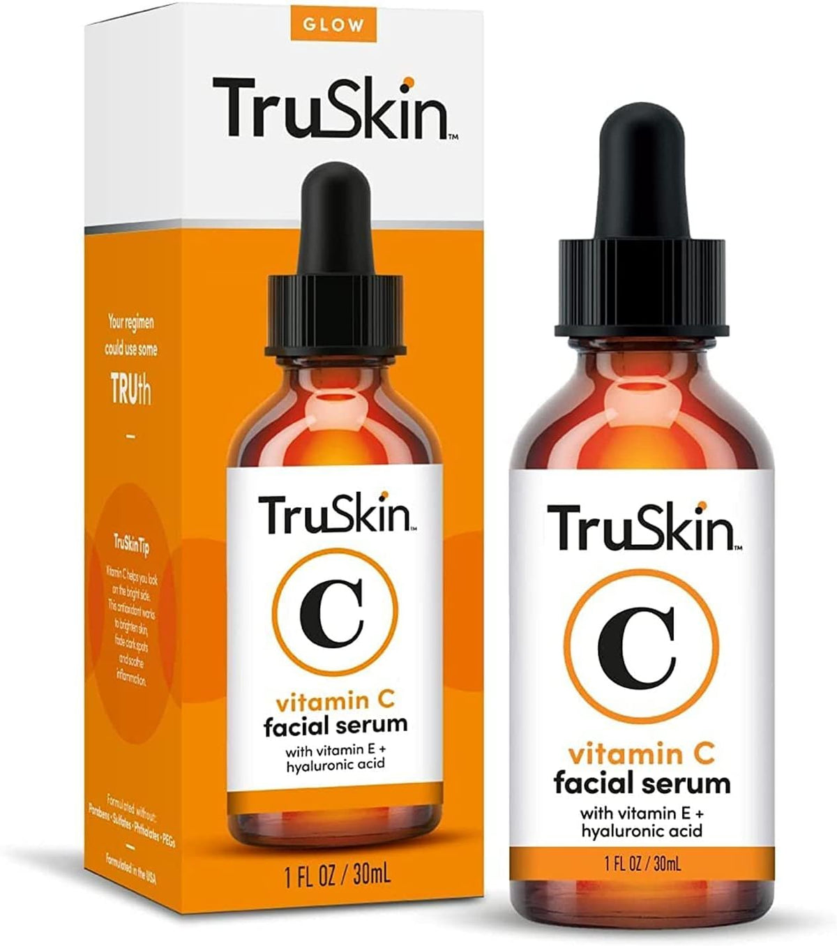 TruSkin Vitamin C Serum (For Face) - Skin Color, Eye Serum - Vitamin C, Hyaluronic Acid, Vitamin E, 30ml