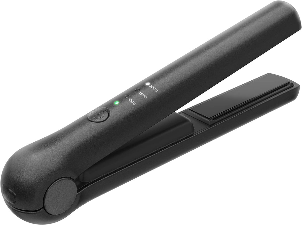 Hair Iron, Cordless, Straightening Iron, Mini, Small, Portable, Dual-Use, USB Rechargeable, 2-Way, For Curls and Bangs, 160/180/200 Settings, Prevents Mistake Activation Lock, Unisex, For Home, Travel, Business Trips, Commuting to Work (Black)