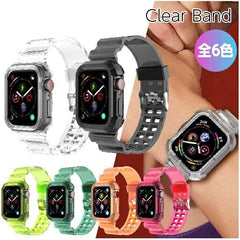 Apple Watch Band Cover Integrated Band Strap Transparent Clear Women Men Clear Watch Replacement SE 1 2 3 4 5 6 7 Integrated Band