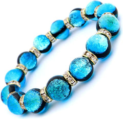 Glowing Firefly Glass Bracelet, Haterma Blue, Sparkling, Men's, Women's, Okinawa, Souvenir, Power Stone