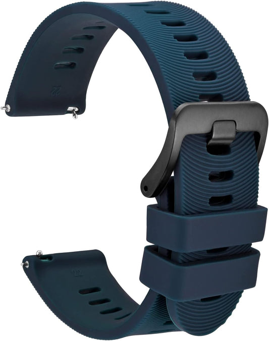 Watch Strap, Rubber, 0.7 inches (18 mm), 0.8 inches (20 mm), 0.9 inches (22 mm), Silicone Watch Band, Quick Release, Stylish, Rubber Replacement Strap