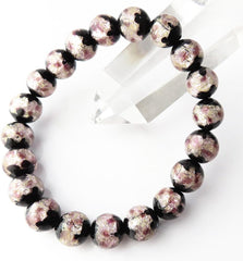 Glowing Firefly Glass Bracelet 0.4 inch (10 mm) Cherry Blossom Color Pink Dragonfly Ball Okinawa Ryukyu