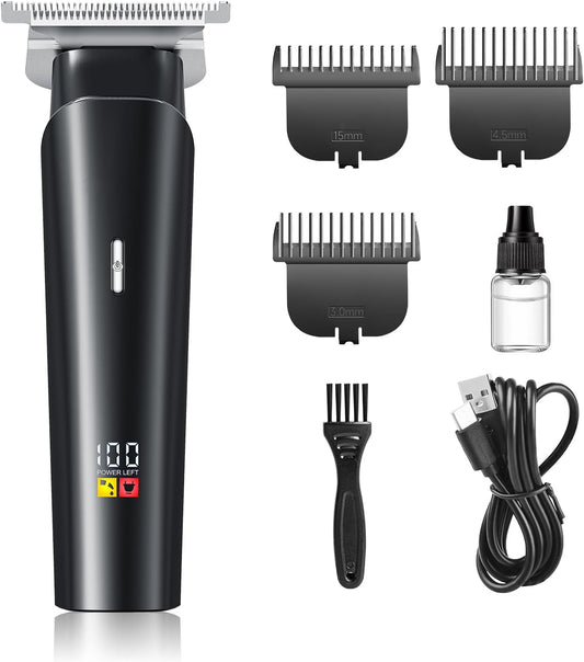 Emny Men's Hair Trimmer, Electric Trimmer, For Haircutters, 3 Levels of Trimming Height, Ultra Low Noise, Automatic Polishing, USB Rechargeable, Large Capacity Rechargeable Battery, IPX7 Waterproof, Washable, For Home, Commercial Use, For Children