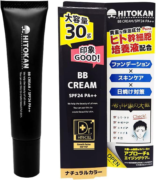 Dr. Hitocell SPF24/PA++ Men's BB Cream, Large Capacity, 1.1 oz (30 g), Made in Japan, Sunscreen, For Acne Tracks