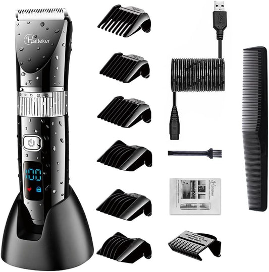 HATTEKER.. HATTEKER Electric Hair Trimmer/Hair Cutter, Rechargeable, Balikan, Washable, LED, 0.02 - 0.9 inches (0.5 - 24 mm), Adjustable Trimmer, For Home Use, Kids, Commercial Use, Black