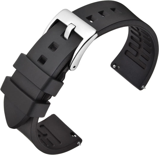 Fluoro Rubber Watch Band, 0.7 inches (18 mm), 0.7 inches (19 mm), 0.8 inches (20 mm), 0.8 inches (21 mm), 0.9 inches (22 mm), 0.9 inches (23 mm), 0.9 inches, Rubber