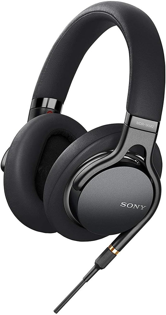 Sony MDR-1AM2 B Headphones, High Resolution, Sealed Type, Foldable, Detachable Cable/Balance Connection, Φ4.4 Cable Included, Remote Control/Microphone Included, 2018, Black