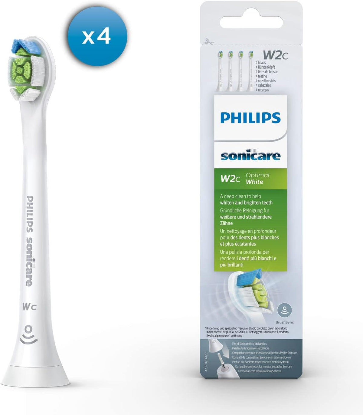 Philips Sonicare White Plus (Former Diamond Clean) Mini Replacement Brush, 4 Pieces HX6074/27