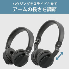 Ohm Denki AudioComm HP-W310N-K 03-2886 OHM Wireless Headphones Bluetooth Wireless Headphones with Microphone Smartphone Call Answering Incoming Call Black Foldable