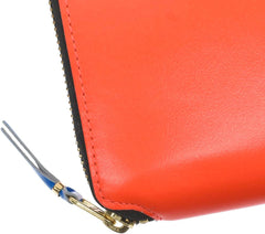 SUPER FLUO SA2100SF Bifold Wallet with Round Zipper, Genuine Leather, Men's, Women's, Orange