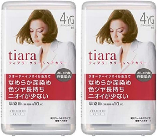 Tiara Quasi-drug Cream Hair Color 4YG Greenish Chestnut Set of 2