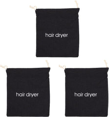 Frcolor Hair Dryer Bag Drawstring Bag Hair Dryer Organizer Storage Pouch Travel Bag Dust Bag Styling Tool Black 3pcs