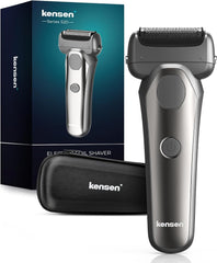 kensen Men's Shaver, 3-Blade Electric Shaver, 2 Speed Shaving, Shaving, Japanese Blades, Bath Shaving, High Speed Motor, LED Display, Type-C Rechargeable, Storage Case, Japanese Instruction Manual Included