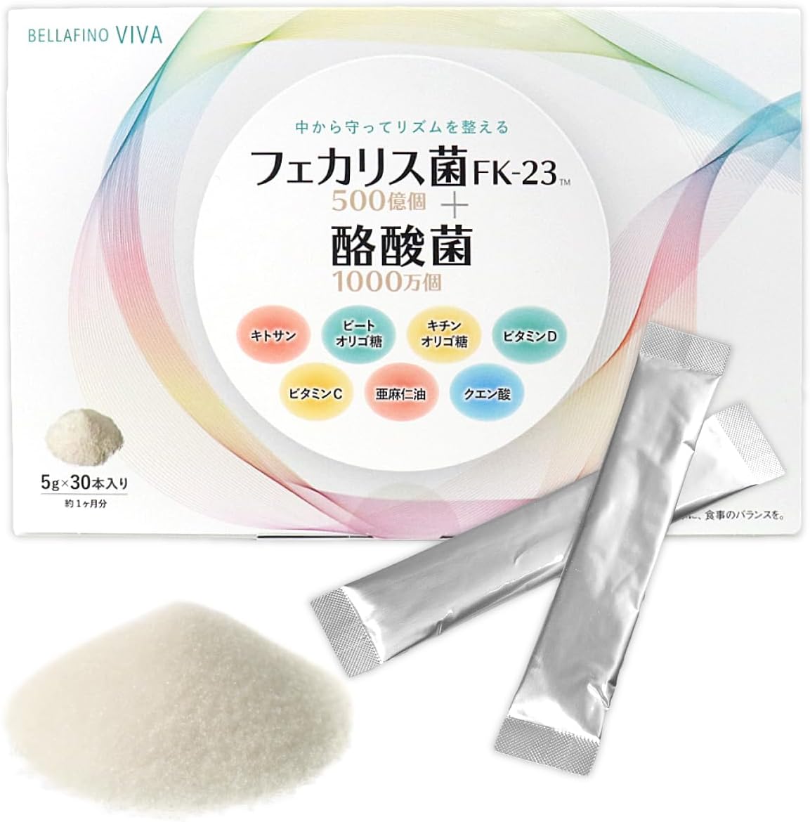 BELLAFINO VIVA Supplement Made in Japan Granules 5g x 30 bottles/30 days Apple flavor Easily soluble in water Refreshing Butyric acid bacteria Faecalis beet oligosaccharides Flaxseed oil Vitamins Citric acid