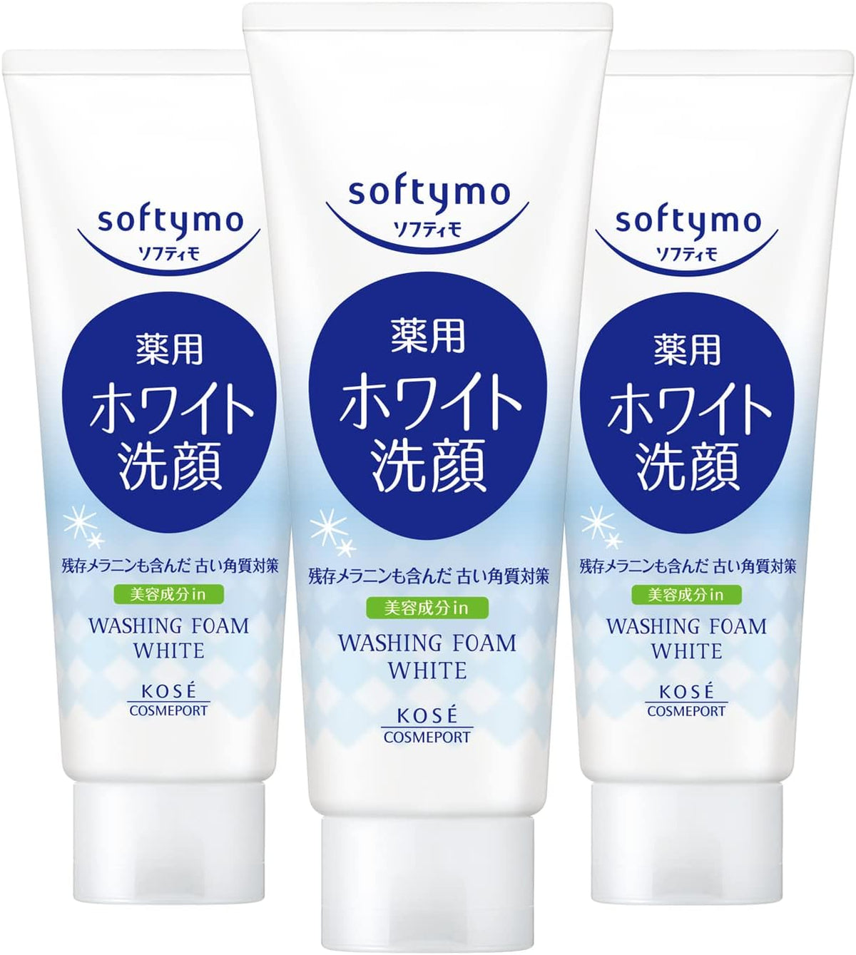 KOSE Softimo White Medicated Facial Cleansing Foam 150g (Quasi-drug) Set of 3 + 1 Nasal Plug Pack Bonus Included