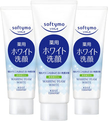 KOSE Softimo White Medicated Facial Cleansing Foam 150g (Quasi-drug) Set of 3 + 1 Nasal Plug Pack Bonus Included