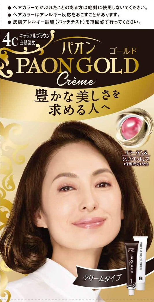 Paon Gold Hair Color Cream Type 4C Caramel Brown 50g+50g (Quasi-drug)