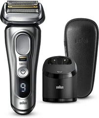 Braun Series 9Pro 9467cc Electric Shaver with Washer + Leather Shaver Case Mud Silver