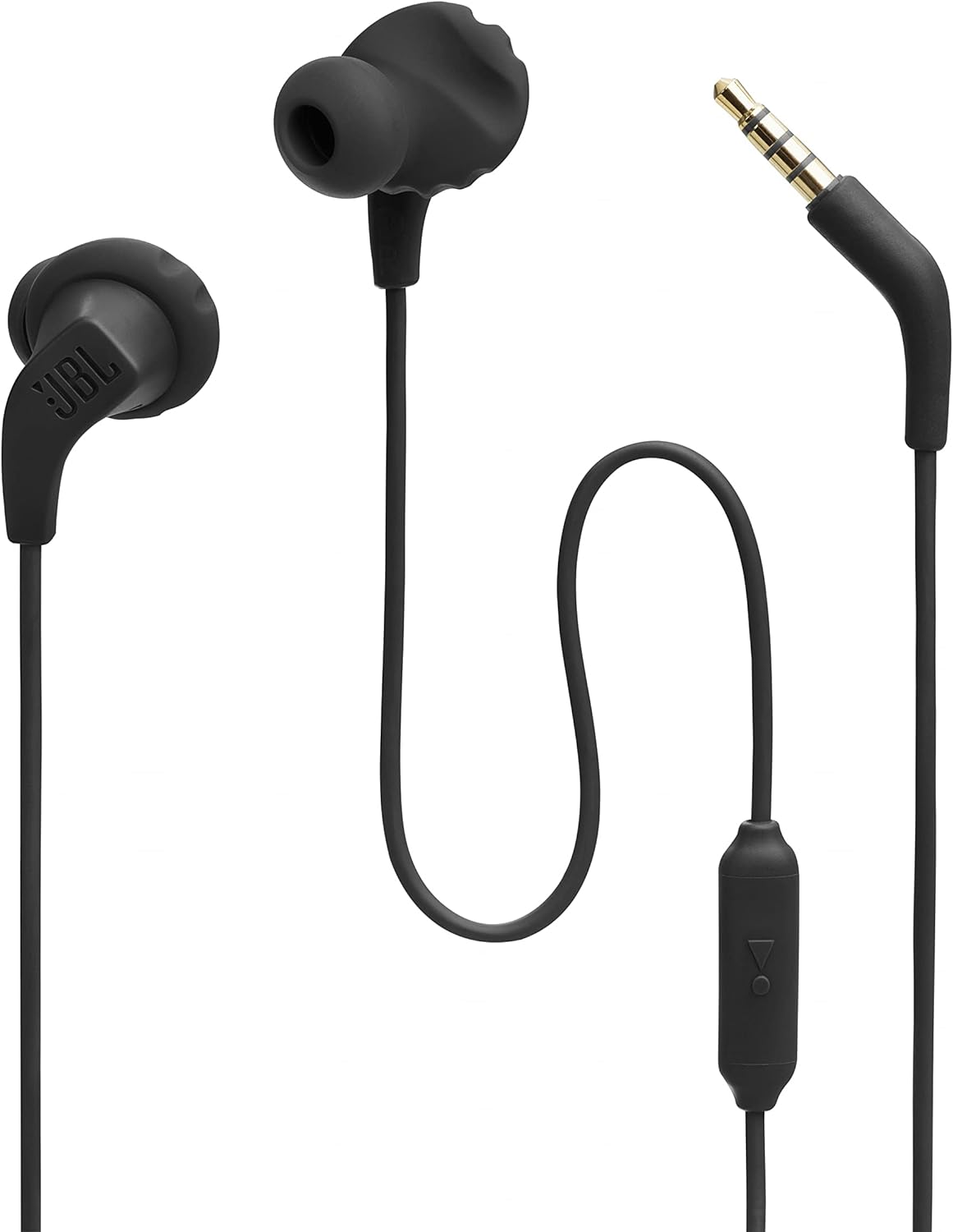 JBL ENDURANCE RUN2 Wired Earphones, IPX5 Waterproof, 1 Button Remote Control, Magnet, 3.5mm Plug, Black, JBLENDURRUN2BLK Small