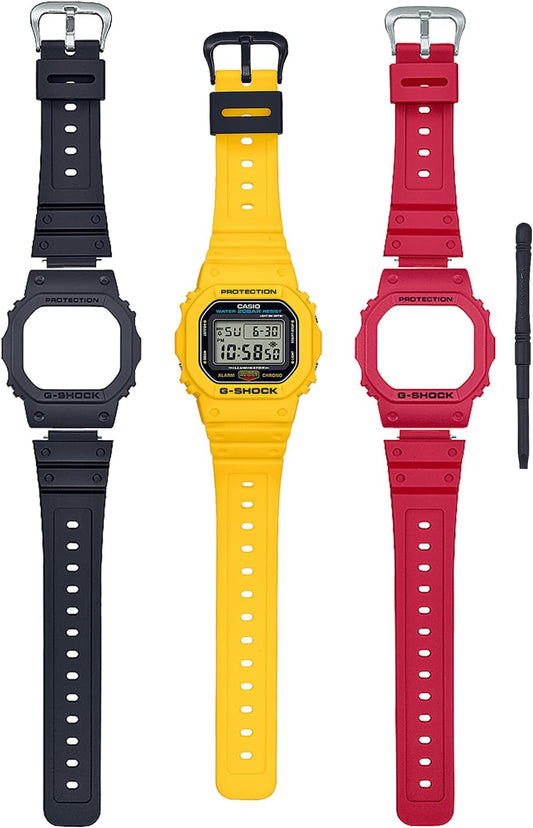 Casio DW-5600 Series Wristwatch, Limited Model / Box Set with Replacement Parts (Black, Yellow, Red), multicolor