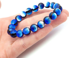 Yonaguni Blue Firefly Glass 10mm Luminous Bracelet, Okinawa Souvenir, Yonaguni Island