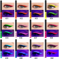 Neon Liquid Eyeliner Set 12 Colors UV Glow Matte Eyeliner Waterproof   Stain Resistant Long Lasting Colorful Fluorescent Body Face Paint Makeup Daily Wear Halloween Christmas