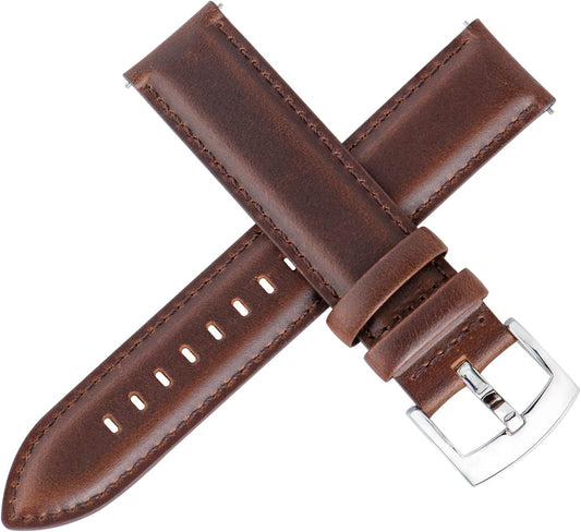 Watch Band, Watch Strap, 0.7 inches (18 mm), 0.8 inches (20 mm), 0.8 inches (21 mm), 0.9 inches (22 mm), Elegant, Calf Leather, Genuine Leather Watch Band, Quick Release, No Tools Required, Sweatproof, Tactile Lining, Replacement Watch Strap, Unisex