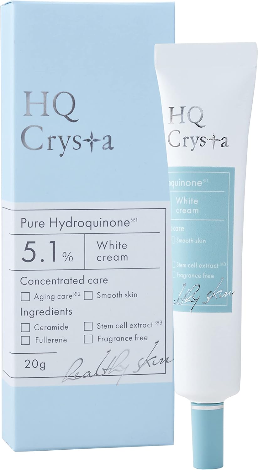 HQ crysta Pure Hydroquinone Cream 5.1% Retinol Deer Ceramide Fullerene Moisturizing Additive-Free Made in Japan 0.7 oz (20 g)