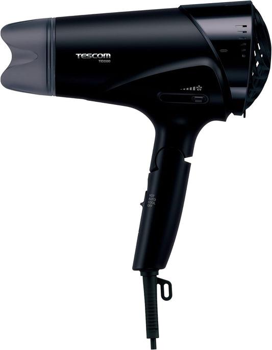 Tescom TID3500K Hair Dryer, Protected Ion, Folding, Large Airflow, Quick Drying, Cold   Hot Air, Easy Extractor Plug, Speedom Black, Genuine Product