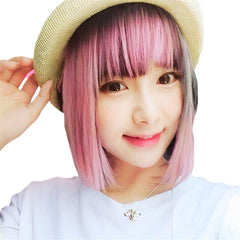 ALVEIN Wig, Bob, Fluffy, Short, Natural Wig, Women's, Female Dresses, Cosplay, Lolita, Natural, Korean Wig, Small Face Effect, Everyday Use, Lightweight (Light Pink)