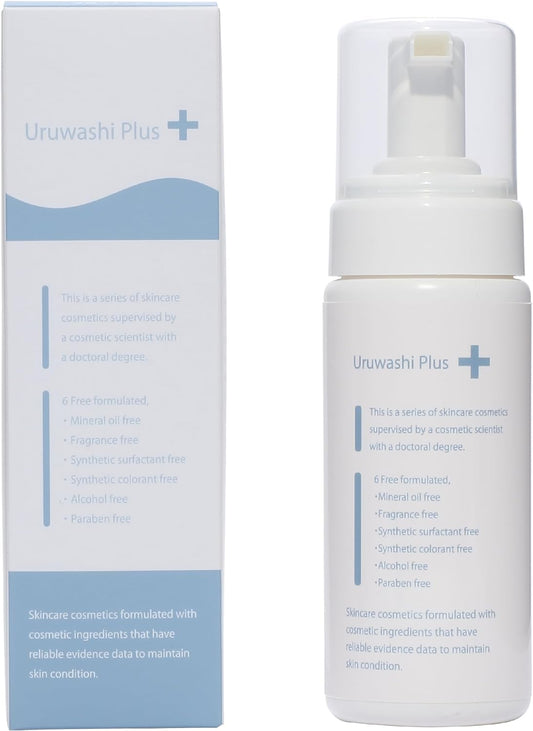 Uruwashi Plus Facial Cleansing Foam, 5.3 fl oz (160 ml), Evidence Supremacy, Highly Moisturizing, Hypoallergenic, Fragrance-free, Moisturizing, Feeling Moisturizing