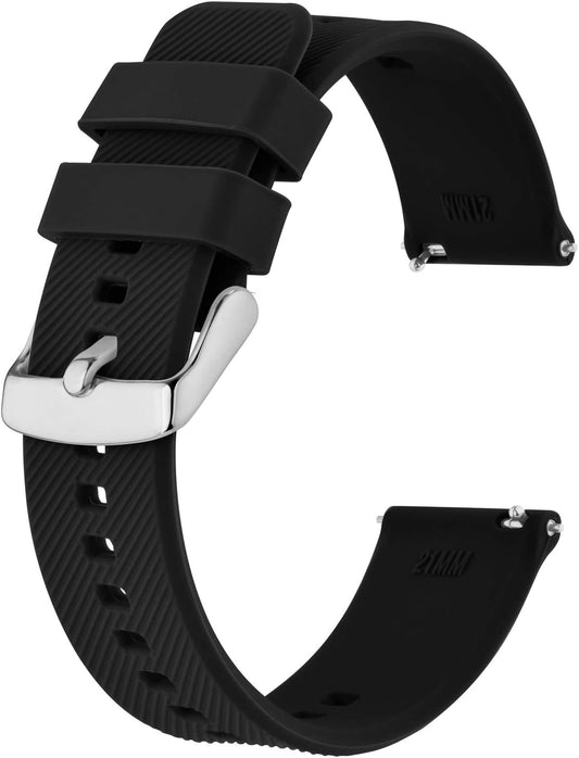Watch Band, 0.71, 0.83, 0.83, 0.87, 0.87 inches (18, 19, 20, 21, 22 mm), Silicone Watch Strap, Rubber Replacement