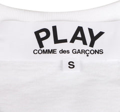 Play Comme des Garcons T108 Men's T-Shirt, Short Sleeve, Red Heart, Logo, PLAY COMME des GARCONS, Red Heart, White, S