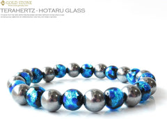 terahertz Ore X Firefly Luminous Glass Sky Blue Bracelet 8 mm Glow in the Dark Luminous pawa-suto-to-n